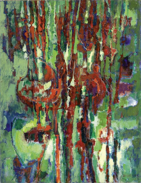 Renato Birolli : Alberi sul verde  (1957)  - Olio su tela - Auction MODERN ART - II - Casa d'aste Farsettiarte