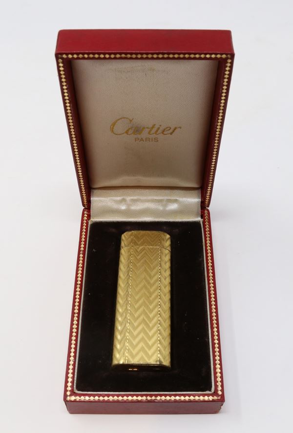 Accendino Cartier placcato in oro in scatola originale