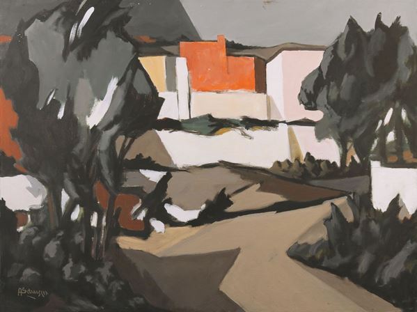 Achille Sdruscia : Paesaggio  - Acrilico su tela - Auction MODERN AND CONTEMPORARY ART - I - Casa d'aste Farsettiarte