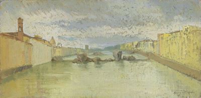 I Ruderi del Ponte a S. Trinita Sotto la Pioggia