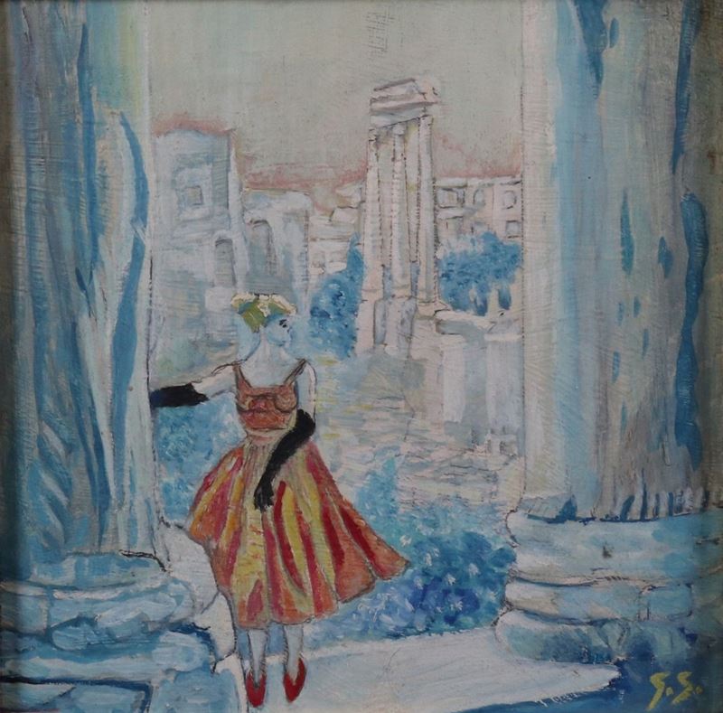 Ignoto del XX Secolo - Donna nel Foro Romano