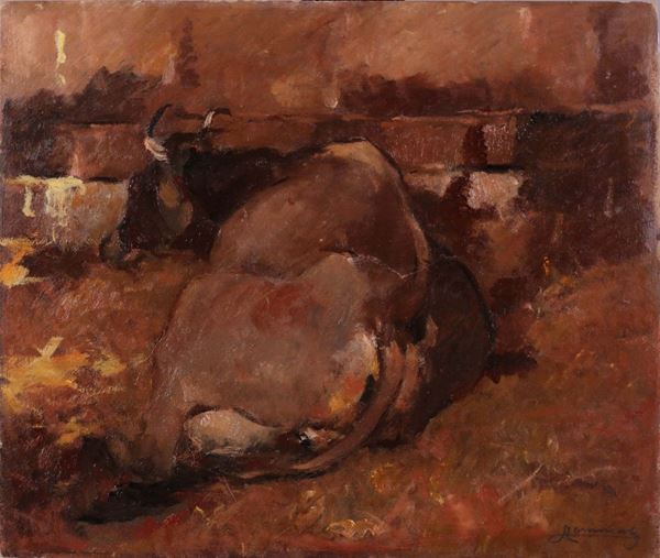 Ludovico Tommasi - Mucca nella stalla