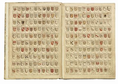 Album Araldico con 3021 Stemmi Nobiliari Disegnati a Inchiostro e Acquerelli Colorati