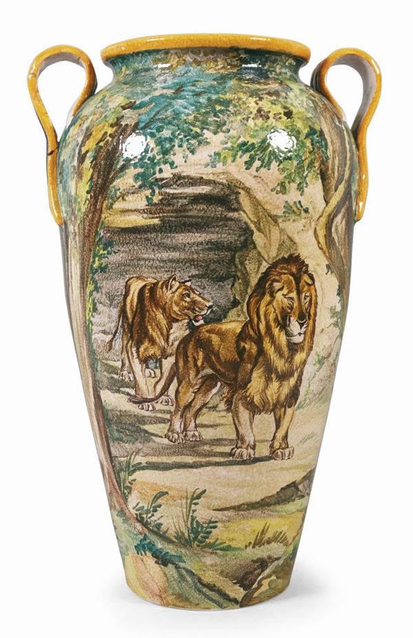 Vaso in maiolica policroma  (XX secolo.)  - Auction A COLLECTION OF TUSCAN PORCELAIN - Casa d'aste Farsettiarte