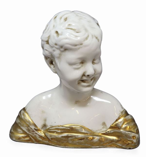 Busto di fanciullo in porcellana policroma  (XX secolo.)  - Asta UNA COLLEZIONE DI PORCELLANE TOSCANE - Casa d'aste Farsettiarte