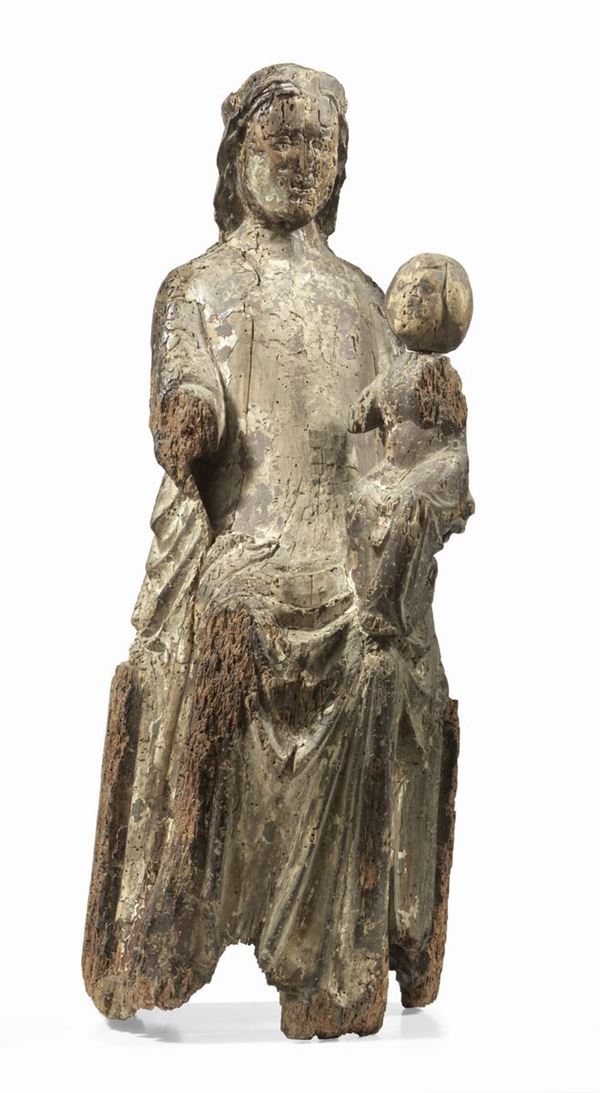 Scuola Italia centro-settentrionale del XIV secolo - Madonna col Bambino in trono