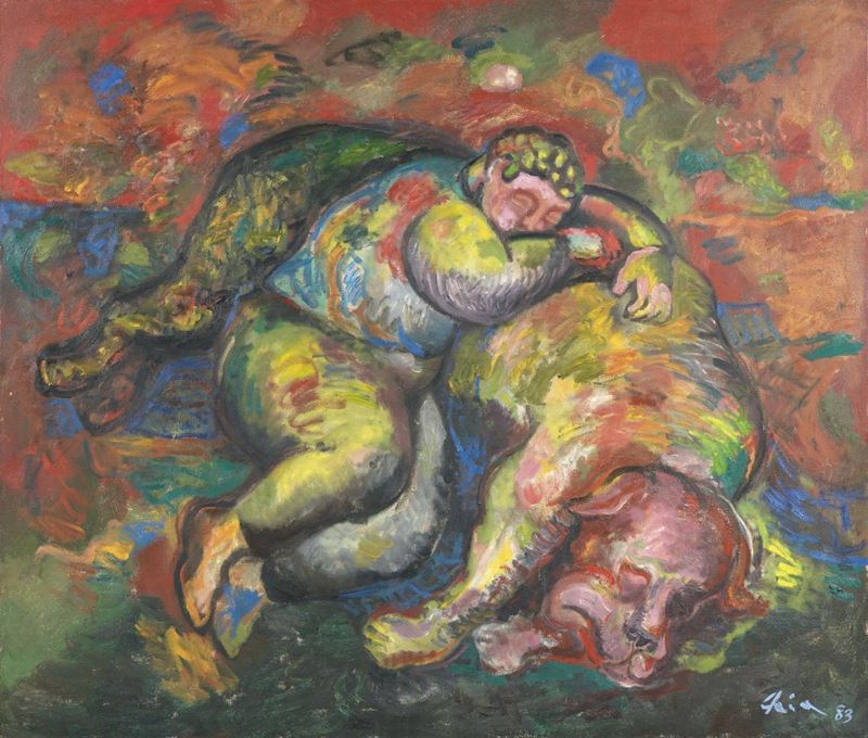 Sandro Chia - Boy And Dog Sleeping