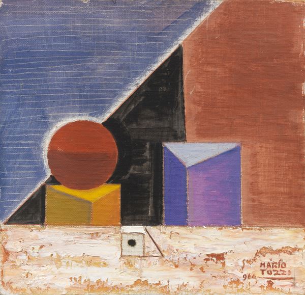 Mario Tozzi : Oggetti geometrici  (1966)  - Olio su tela applicata su tavola - Asta ARTE MODERNA, CONTEMPORANEA E GRAFICA PARTE II - II - Casa d'aste Farsettiarte