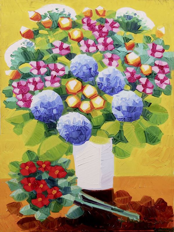 Athos Faccincani : Vaso di fiori  - Olio su tela - Auction MODERN AND CONTEMPORARY ART - I - Casa d'aste Farsettiarte