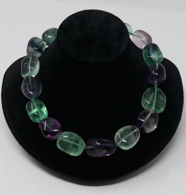 Collana in quarzi viola e verdi