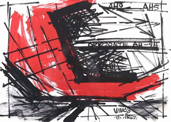 Vinicio Berti : Composizione  (1977)  - Tempera su carta - Asta ARTE MODERNA, CONTEMPORANEA E GRAFICA PARTE I - I - Casa d'aste Farsettiarte