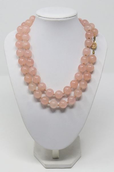 Collana in Quarzo Rosa con Fermatura in Argento