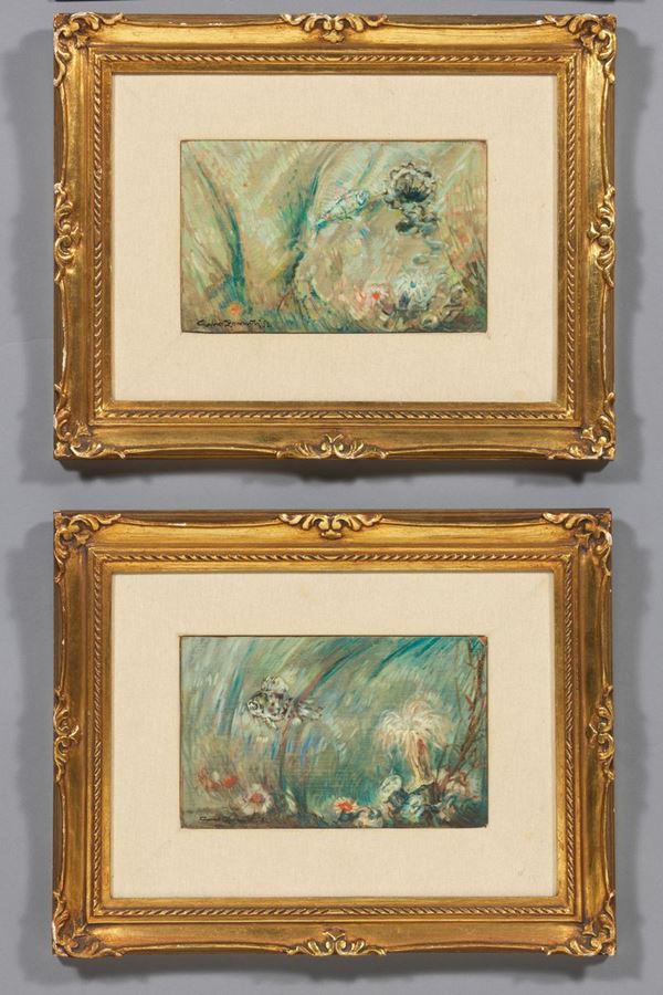 Gino Romiti - Due dipinti a soggetto «Fondale marino»