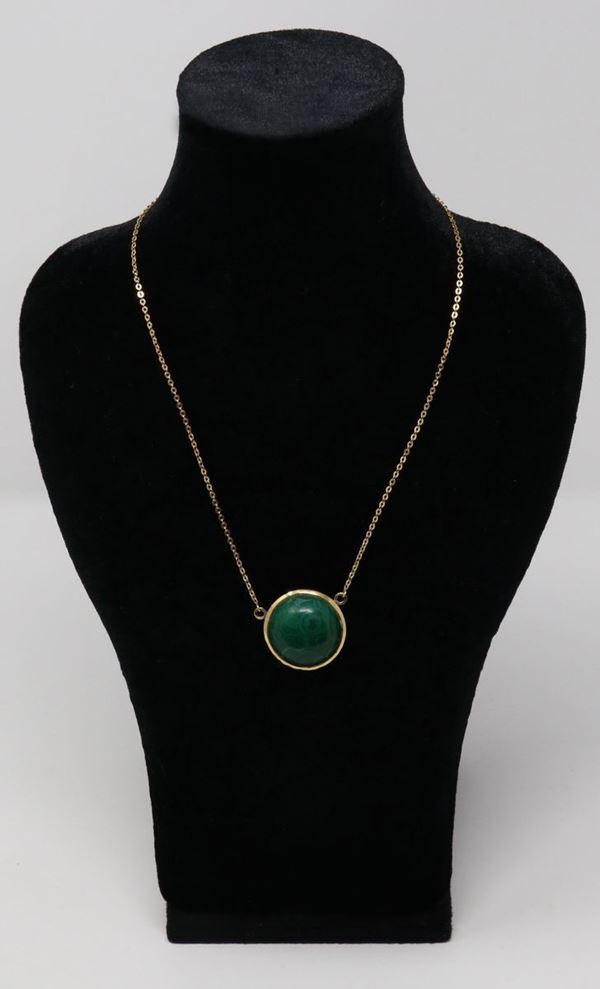 Catenina in oro con cabochon in malachite