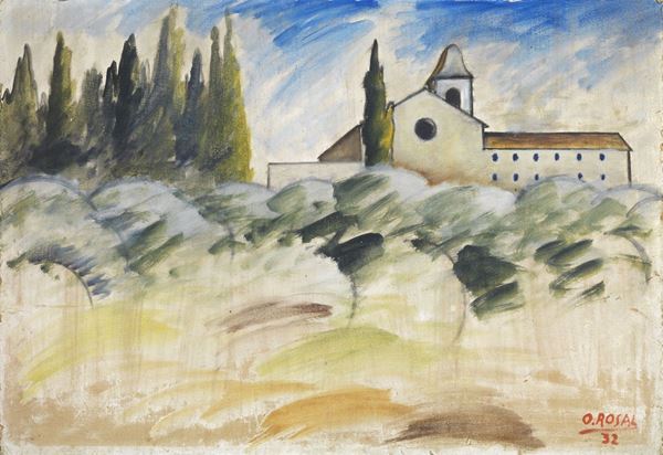 Ottone Rosai : Paesaggio  (1932)  - Olio su cartone - Asta ARTE MODERNA, CONTEMPORANEA E GRAFICA PARTE II - II - Casa d'aste Farsettiarte
