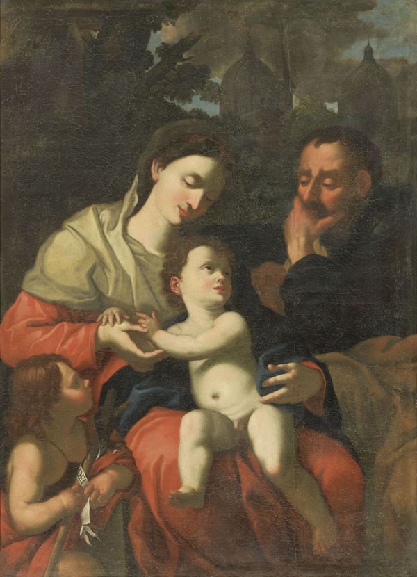Scuola Italia centrale del XVII secolo - Sacra Famiglia con San Giovannino