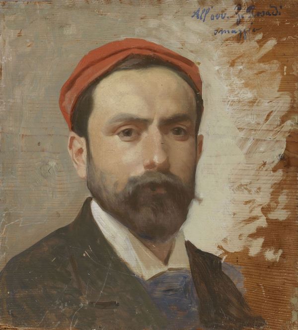 Luigi Mussini - Autoritratto con berretto rosso