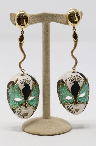 Orecchini in Oro con Pendenti in Ceramica