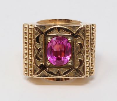 Anello in Oro con Pietra Sintetica Centrale