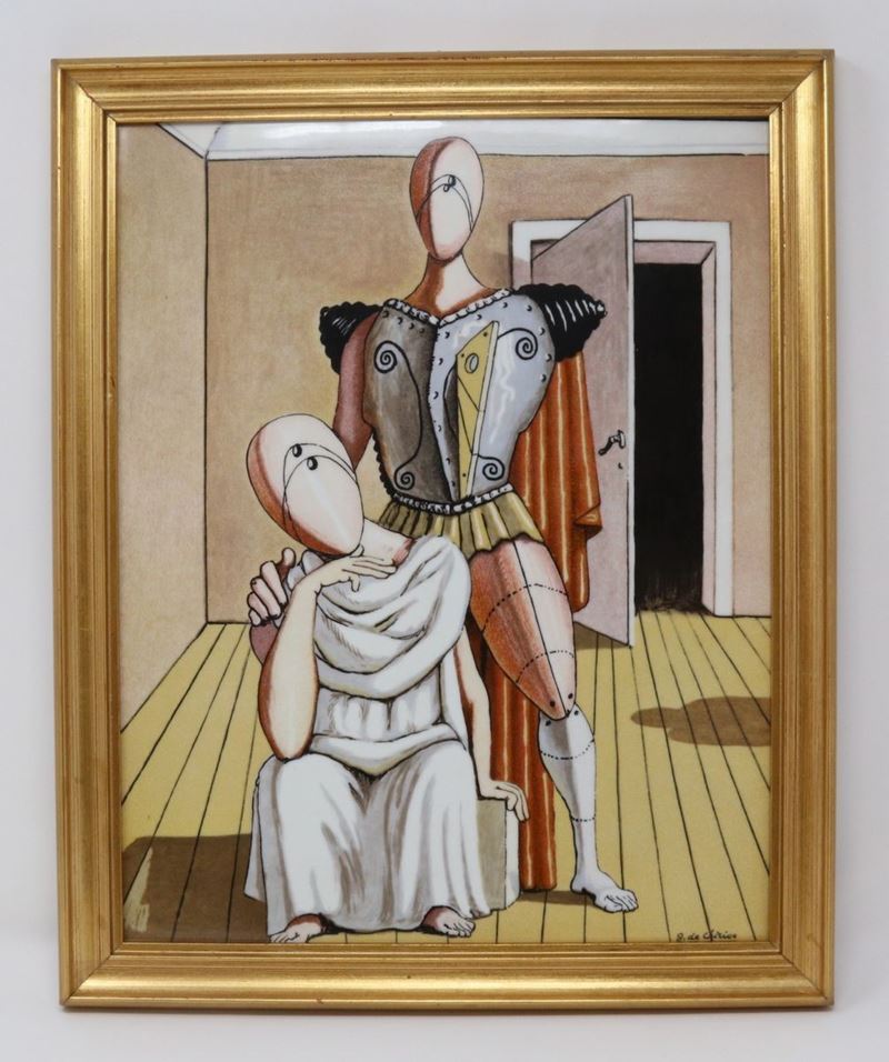 Placca in Porcellana Policroma Raffigurante «il Consolatore» di Giorgio De Chirico