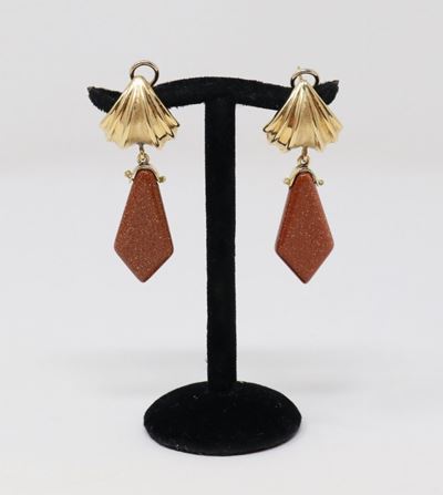 Orecchini a Clips in Oro con Pendenti in Avventurina