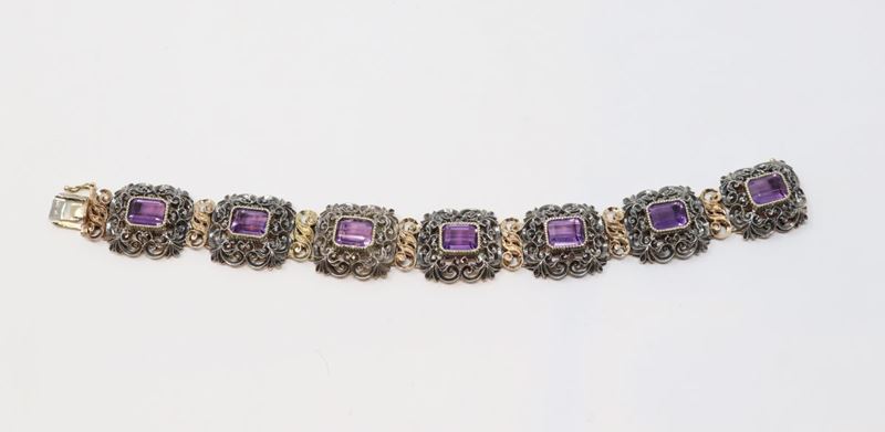 Bracciale in Oro, Argento e Ametiste