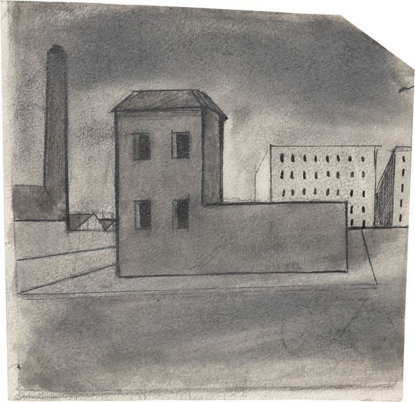 Mario Sironi : Paesaggio urbano  (1923 ca.)  - Inchiostro e matita su cartoncino - Asta ARTE MODERNA, CONTEMPORANEA E GRAFICA PARTE II - II - Casa d'aste Farsettiarte
