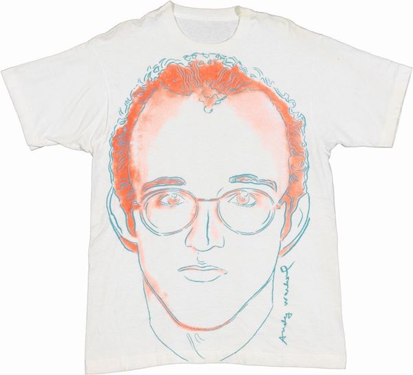Andy Warhol : Keith Haring Portrait  (1984)  - Screenprint su t-shirt di cotone, es. unico - Auction MODERN AND CONTEMPORARY ART - I - Casa d'aste Farsettiarte