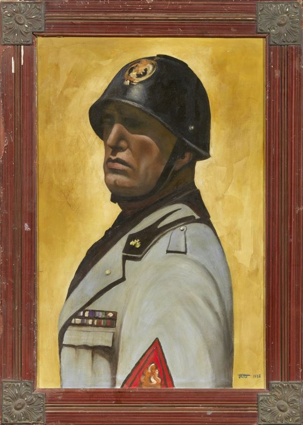 Tato : Ritratto di Benito Mussolini  (1938)  - Olio su tela - Auction MODERN AND CONTEMPORARY ART PART II - II - Casa d'aste Farsettiarte