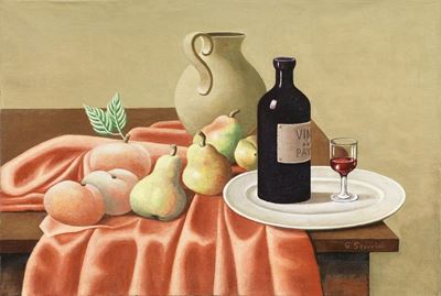 Nature Morte (natura Morta con Bottiglia di Vino, Brocca e Pere)