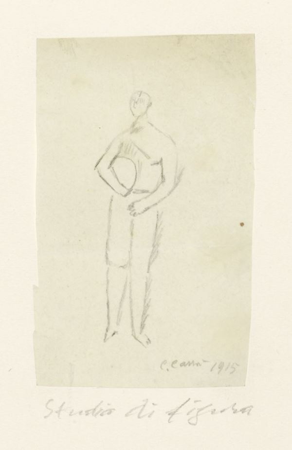 Carlo Carr&#224; : Studio di figura  (1915)  - Matita su carta - Asta ARTE MODERNA, CONTEMPORANEA E GRAFICA PARTE I - I - Casa d'aste Farsettiarte