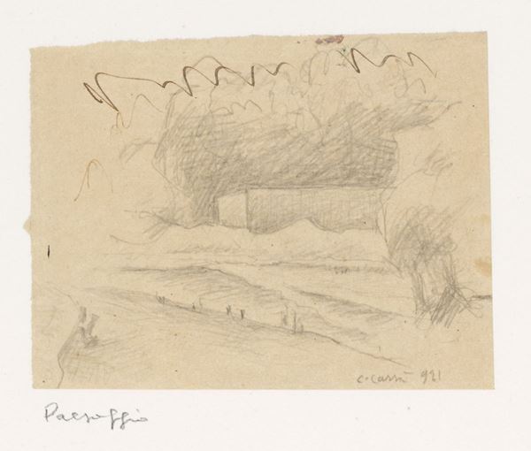 Carlo Carr&#224; : Paesaggio  (1921)  - Matita e inchiostro su carta - Auction MODERN AND CONTEMPORARY ART - I - Casa d'aste Farsettiarte