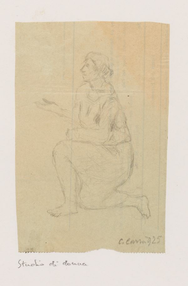 Carlo Carr&#224; : Studio di figura  (1925)  - Matita su carta - Asta ARTE MODERNA, CONTEMPORANEA E GRAFICA PARTE I - I - Casa d'aste Farsettiarte