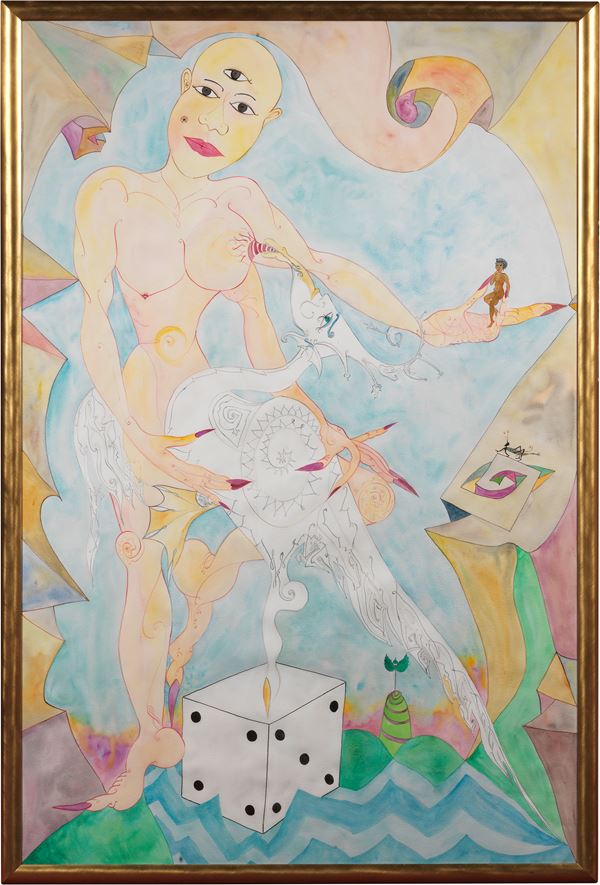 Luigi Ontani : Adone et Leda dadona d'Arcigno  (1990)  - China e acquerello su carta - Auction MODERN AND CONTEMPORARY ART PART II - II - Casa d'aste Farsettiarte