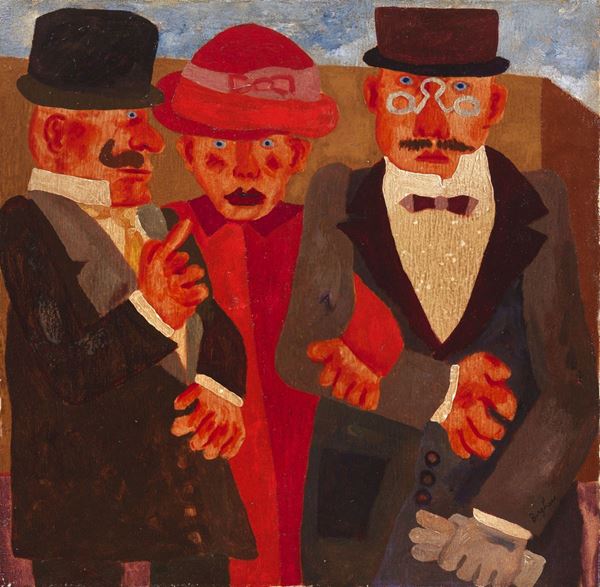 Franz Borghese : Tre personaggi  - Olio su tela - Auction MODERN AND CONTEMPORARY ART - I - Casa d'aste Farsettiarte