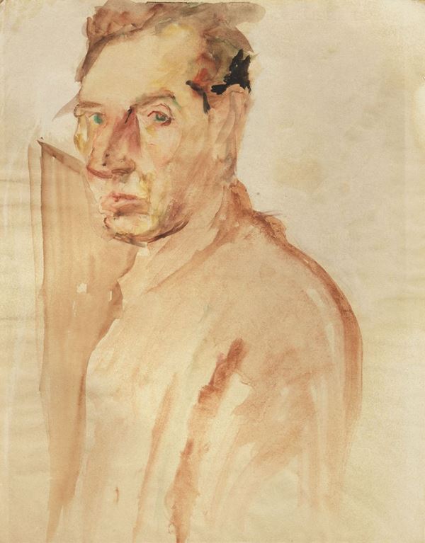 Fausto Pirandello : Autoritratto  (1940-45)  - Acquerello su carta - Asta ARTE MODERNA, CONTEMPORANEA E GRAFICA PARTE I - I - Casa d'aste Farsettiarte