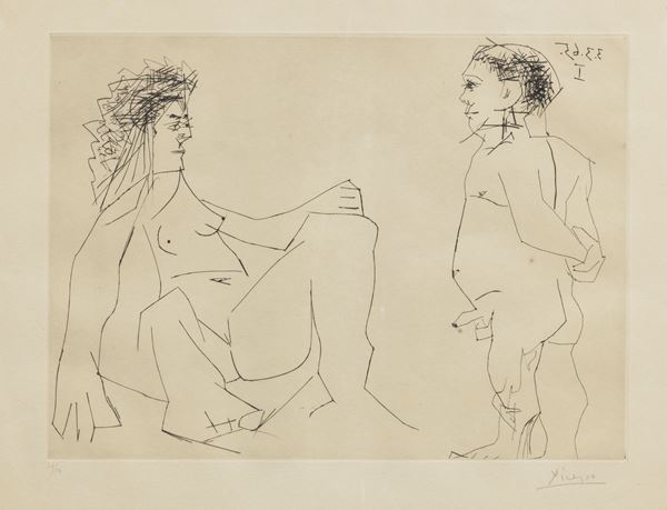 Pablo Picasso : Femme et Homme  (1965)  - Bulino e puntasecca, es. 37/50 - Auction MODERN AND CONTEMPORARY ART - I - Casa d'aste Farsettiarte