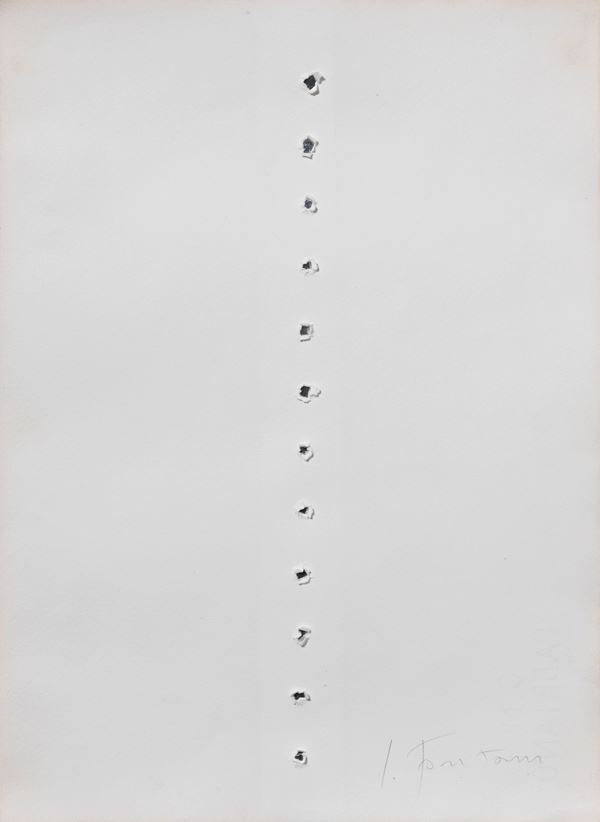 Lucio Fontana : Concetto spaziale  (1965)  - Buchi su carta, pezzo unico fatto a mano in tiratura limitata - Asta ARTE MODERNA, CONTEMPORANEA E GRAFICA PARTE II - II - Casa d'aste Farsettiarte