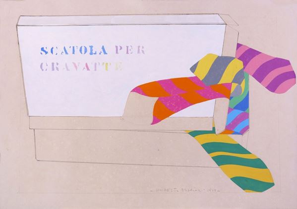 Umberto Buscioni : Scatola per cravatte  (1969)  - Smalto su cartoncino - Auction CONTEMPORARY ART FROM A PARTICULAR COLLECTION - Casa d'aste Farsettiarte