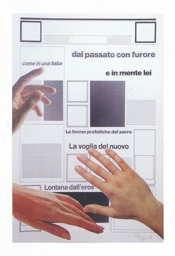 Luciano Ori : Mani  (1989)  - Collage su cartoncino - Asta OPERE DI ARTE CONTEMPORANEA PROVENIENTI DA UNA RACCOLTA PARTICOLARE - Casa d'aste Farsettiarte