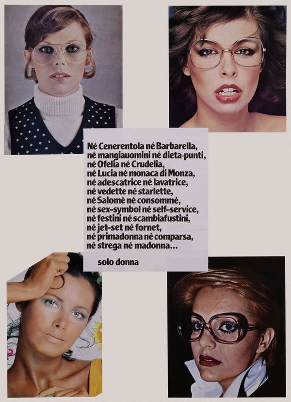 Roberto Malquori : Solo Donna  (1980)  - Collage su cartoncino - Asta OPERE DI ARTE CONTEMPORANEA PROVENIENTI DA UNA RACCOLTA PARTICOLARE - Casa d'aste Farsettiarte