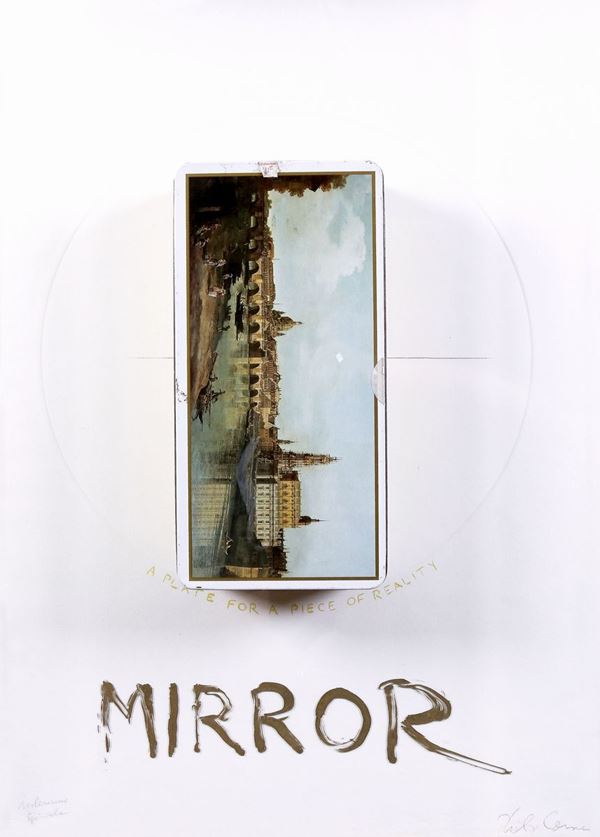 Philip Corner : Mirror  - Scrittura e assemblaggio su vetro in teca di plexiglass - Asta OPERE DI ARTE CONTEMPORANEA PROVENIENTI DA UNA RACCOLTA PARTICOLARE - Casa d'aste Farsettiarte