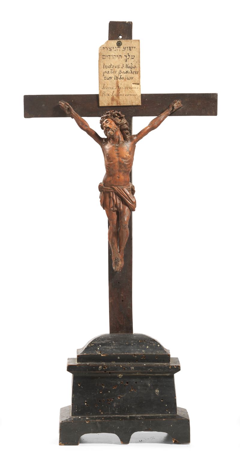 Scuola Tedesca Fine XVI Secolo - Cristo Crocifisso con Cartiglio Trilingue