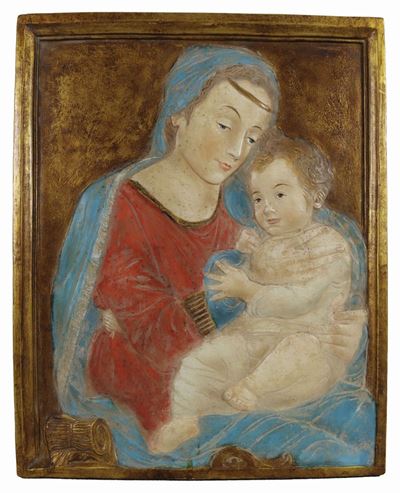Madonna con Bambino in Terracotta Policroma