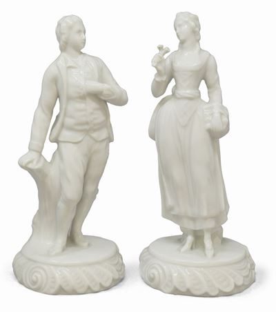 Tre Coppie di Sculture in Porcellana Bianca