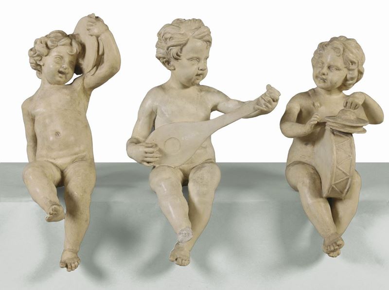 Tre Putti Musicanti in Gesso