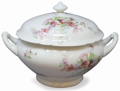 Zuppiera con Coperchio in Porcellana Policroma
