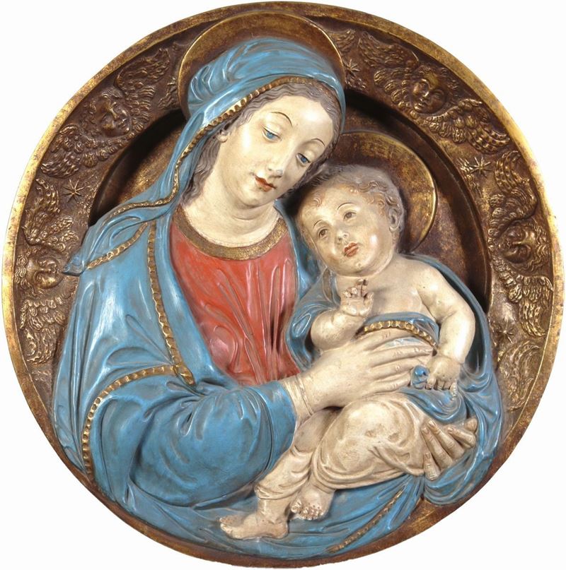 Tondo in Terracotta Policroma