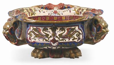 Grande Centrotavola in Maiolica Policroma