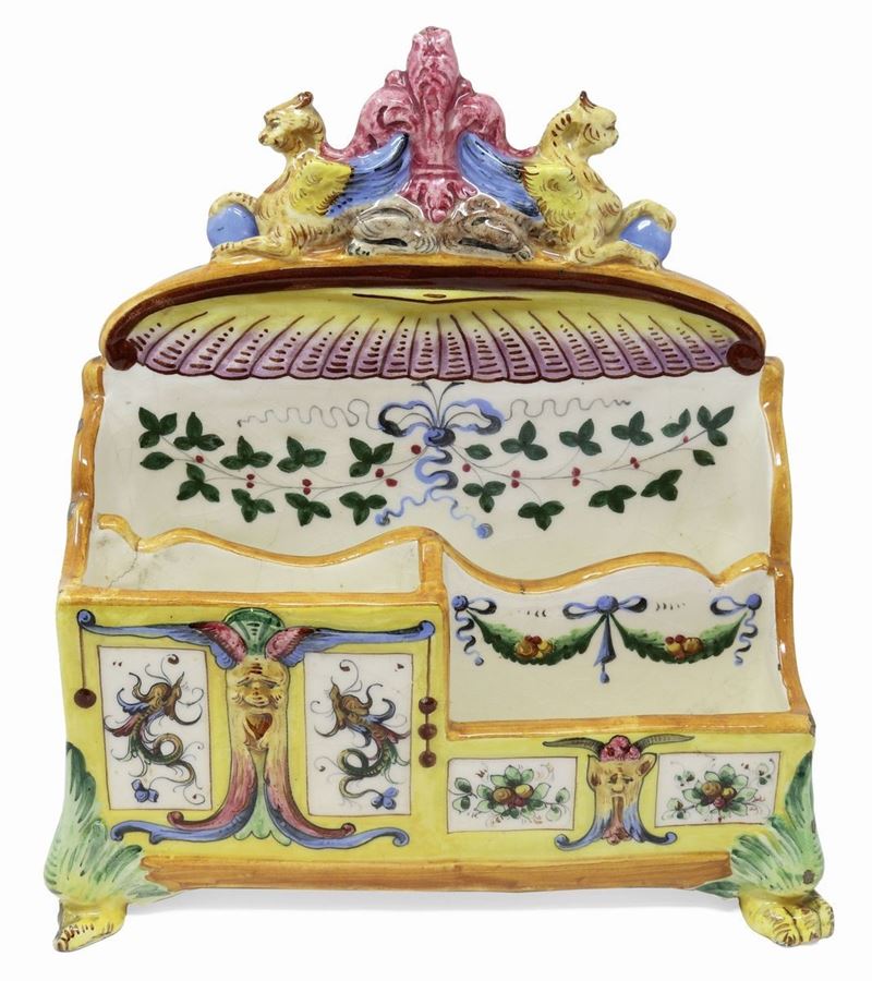 Portacarta da Scrittoio in Maiolica Policroma